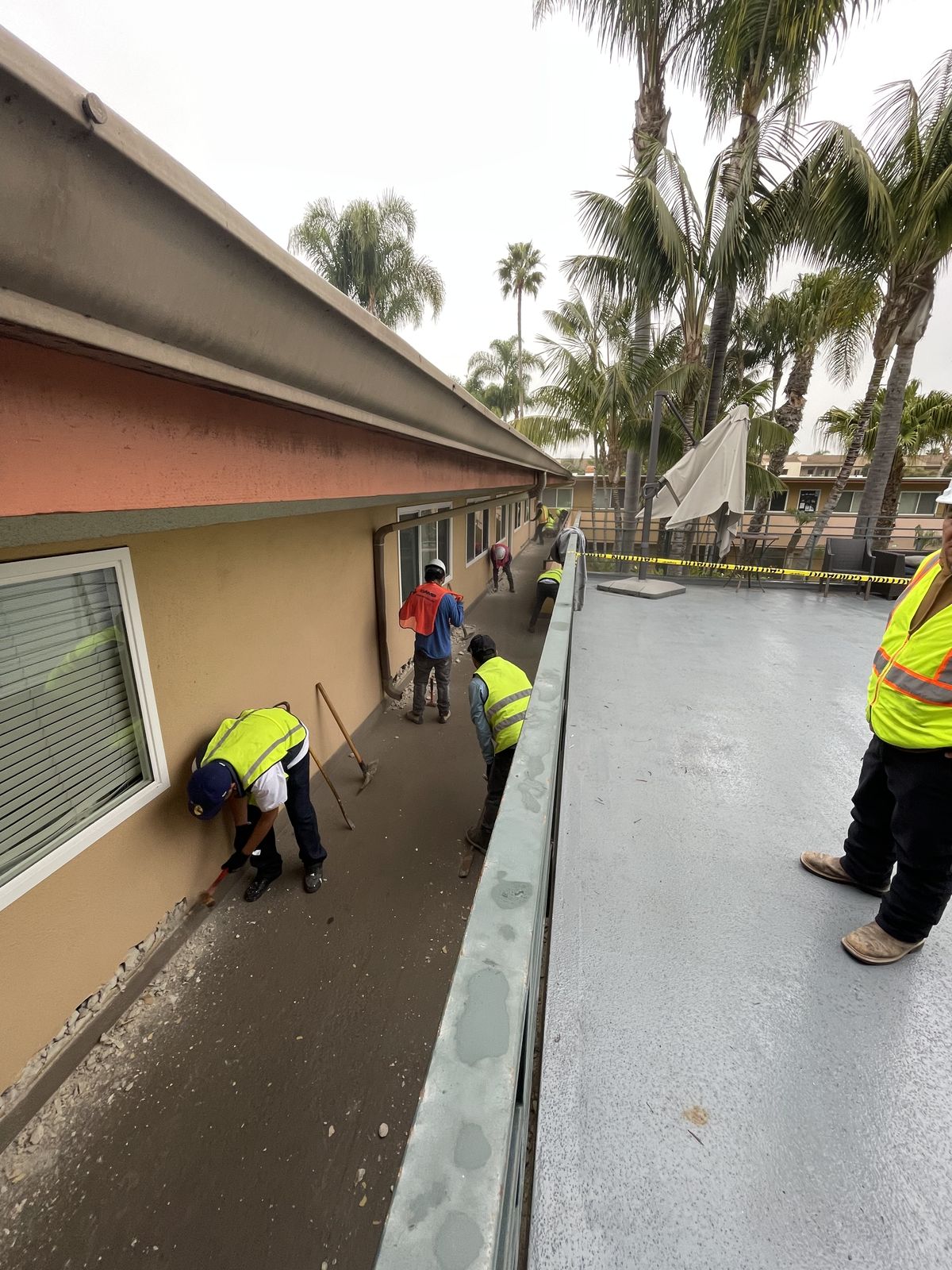 Commercial walkway demolition in progress