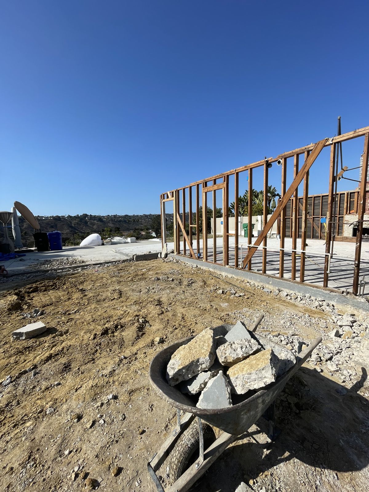 Steel frame of commercial structure being dismantled